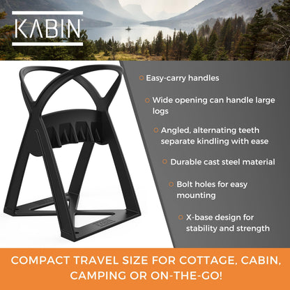 KABIN Kindle Quick Compact Log Splitter - Manual Splitting Tool - Steel Wedge Point Splits Firewood Like A Boss Safely & Easily