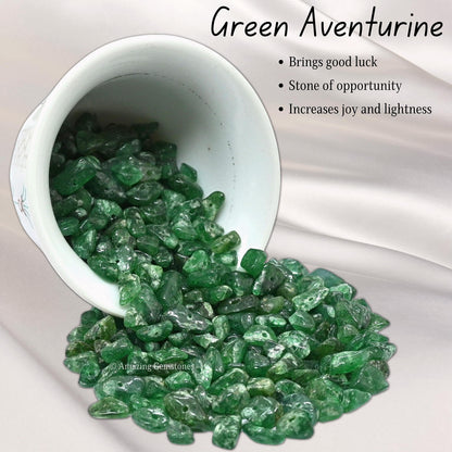 Green Aventurine Pre Drilled Crystal Crushed Chips Beads for Bracelets Making, DIY Handmade Natural Healing Crystals (25 Inch Strand)
