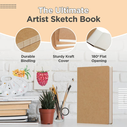 5.5 x 8.3 Inch Sketch Book for Kids and Adults, 112 Sheets (68lb/100gsm), Ideal for Drawing