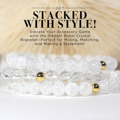 Joyfulmuze Clear Quartz Crystal Bracelet, Chakra Healing Energy Balancing, Simple Natural White Stone, Handmade Jewelry Gift for Women, 6.5-7” wrist (Burst - Clear Crystal)
