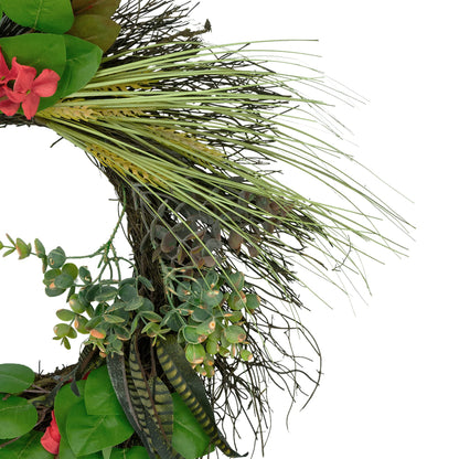 Wheat, Eucalyptus and Twig Artificial Wreath, 22-Inch