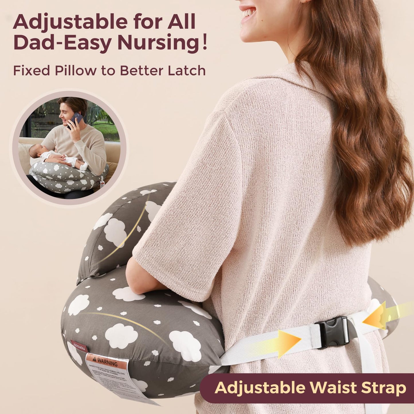 Momcozy Original Nursing Pillow for Breastfeeding-Innovative Safety Guard - Wider Feeding Pillows for More Support for Mom & Baby- Easier Nursing & Hand Free- Fit for All, Removable Cotton Cover