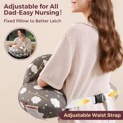 Momcozy Original Nursing Pillow for Breastfeeding-Innovative Safety Guard - Wider Feeding Pillows for More Support for Mom & Baby- Easier Nursing & Hand Free- Fit for All, Removable Cotton Cover