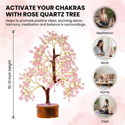 ANAYA AGATE Crystal Tree of Life Rose Quartz Healing Crystal Trees for Home & Office Decor, Handmade Gem Money Bonsai Trees for Positive Energy, Good Luck Decor, Birthday Gifts for Women, Mom