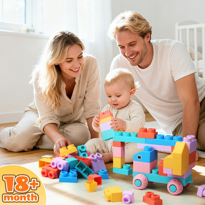 ZZXYPX 45pcs Soft Building Blocks for Toddlers - BPA-Free STEM Educational Toys Ages 18+ Months, Safe Preschool Learning Blocks for Creativity and Motor Skills Development