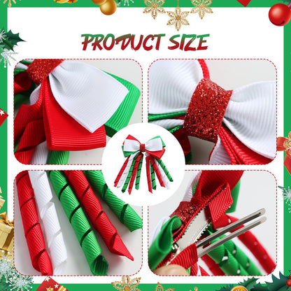 2PC Christmas Curly Ribbon Hair Bow Clips 3 Inch Women Girls Party Hair Accessories