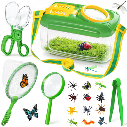 Bug Catcher for Kids, 17 PCS Bug Catching Kit with Bug Collector Toy Bugs Butterfly Net Magnifying Glass Insect Catcher Tweezers, Outdoor Explorer Kit for Kids Age 3 4 5 6 7 8