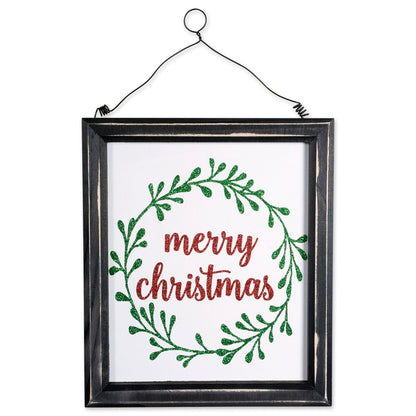 DII Holiday Hanging Wall Decor Lightweight & Decorative, 9.75x8.5x0.63, Noel & Merry Christmas Signs, 2 Count