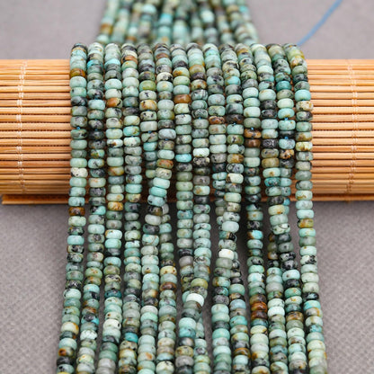 BONNY BOXX 1 Strand (150PCs) Natural 2 * 4mm African Turquoise Rondelle Beads, Natural Abacus Disk Stone Beads Loose Spacer Gemstone for DIY Bracelet Necklace Jewelry Making