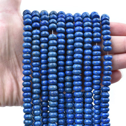 HAAMIIQII 5x8mm Lapis Lazuli Rondelle Stone Spacer Beads, Abacus Disk Loose Gemstone Beads for Jewelry Making, DIY Bracelet, Necklace, Healing Crystal 15 Inch (80-85pcs)