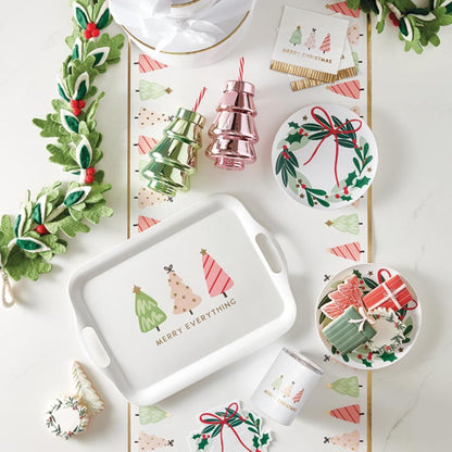 Slant Collections Holiday Serving Tray with Handles Bamboo Rectangular Platter, 16.5" x 11.5", Merry Everything
