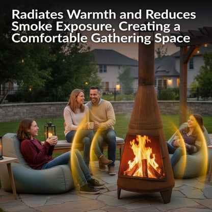 Sunnydaze 70-Inch Chiminea Outdoor Fireplace - Outdoor Wood-Burning Chiminea Fire Pit - Chimney Fire Pit - Rustic