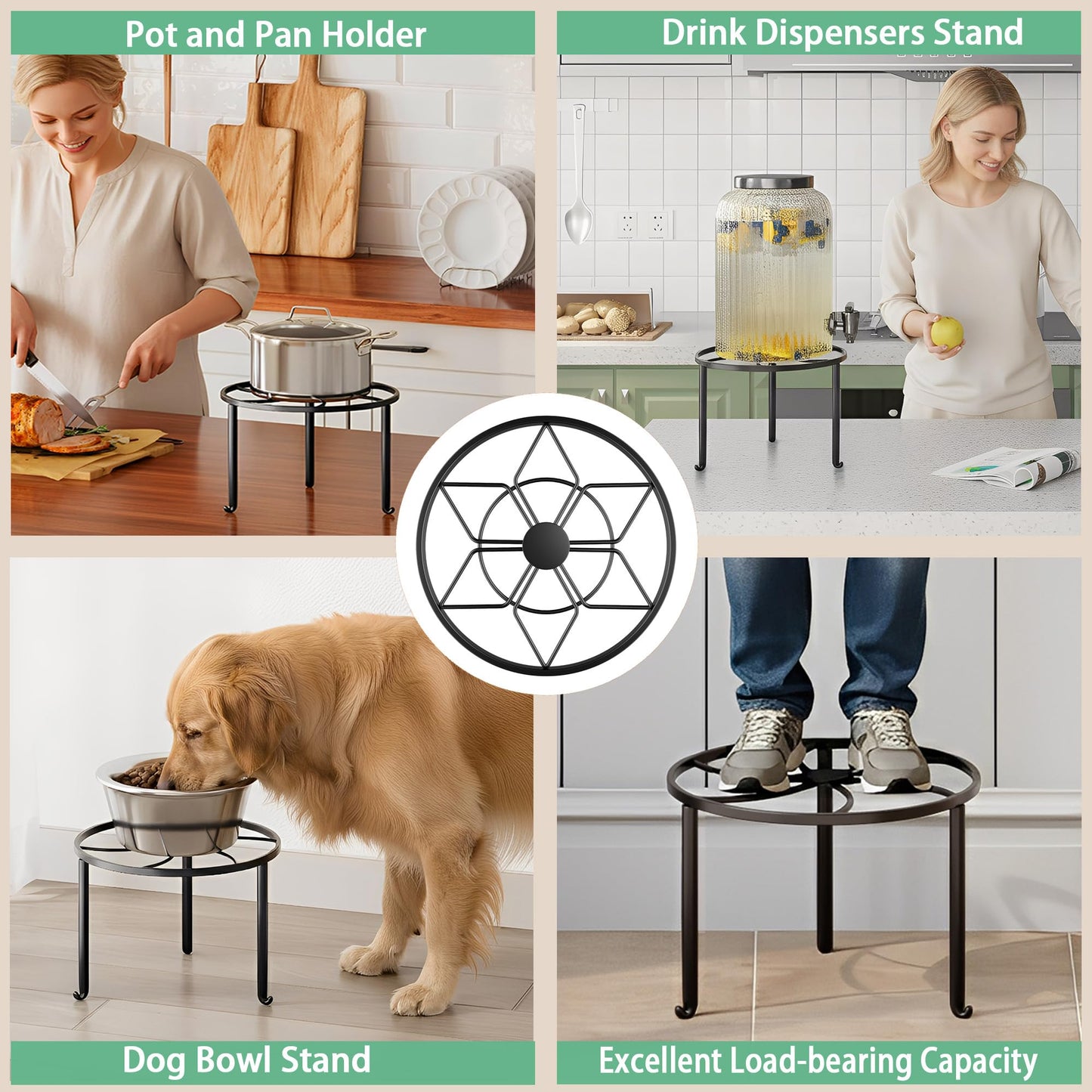 NQW 5 Pack Plant Stand Metal Flower Pot Stand Holders Indoor Tall Plant Rack Plant Round Black Plant Shelf For Living Room, Garden, Balcony