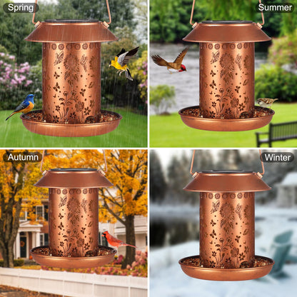 Sunflower Solar Bird Feeder for Outdoors Hanging Solar Lanterns Waterproof Metal Wild Bird Feeders Garden Outside Yard Decor Christmas Birthday Gifts for Women Mom (Butterfly