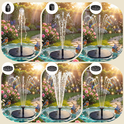 AISITIN Solar Fountain for Bird Bath, Solar Water Fountain Pump with 6 Nozzles, Solar Powered Fountain for Garden, Pond, Pool, Fish Tank and Outdoor Decor