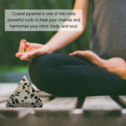 Amazing Gemstone Dalmatian Jasper Pyramid Crystal Healing Stones - 1.5" Great Pyramid Figurine of Natural Stone Pyramid for Meditation, Reiki, Chakra Balancing and Crystal Pyramids Grid