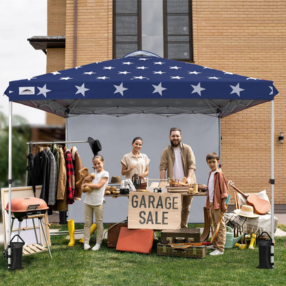 EAGLE PEAK Commercial Canopy 10x10 Pop Up Canopy Tent with 1 Sidewall, Easy Setup Heavy Duty Instant Event Shelter for Vendors & Markets, Outdoor Sun Shade, American Flag