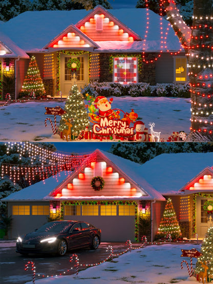 4-pack Red and White Solar Christmas Lights Outdoor Waterproof, 400LED 132FT Solar Powered LED String Lights Green Wire with 8 Modes Solar Fairy Lights for Xmas Tree Party Wedding Garden Fence Decor