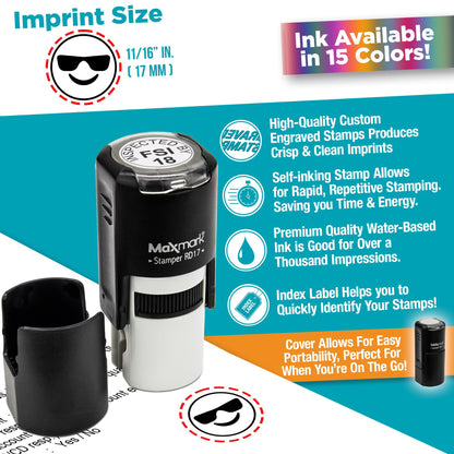MaxMark Round Self Inking Emoji Stamp - Like - Green Ink