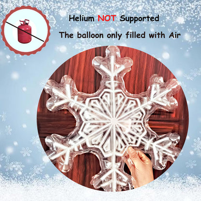 6 Pcs Snowflake Balloons Transparent Winter Snowflake Foil Balloons for Christmas Party Decorations, Frozen Theme Birthday, Winter Wonderland Decor, Holiday Event, Baby Shower