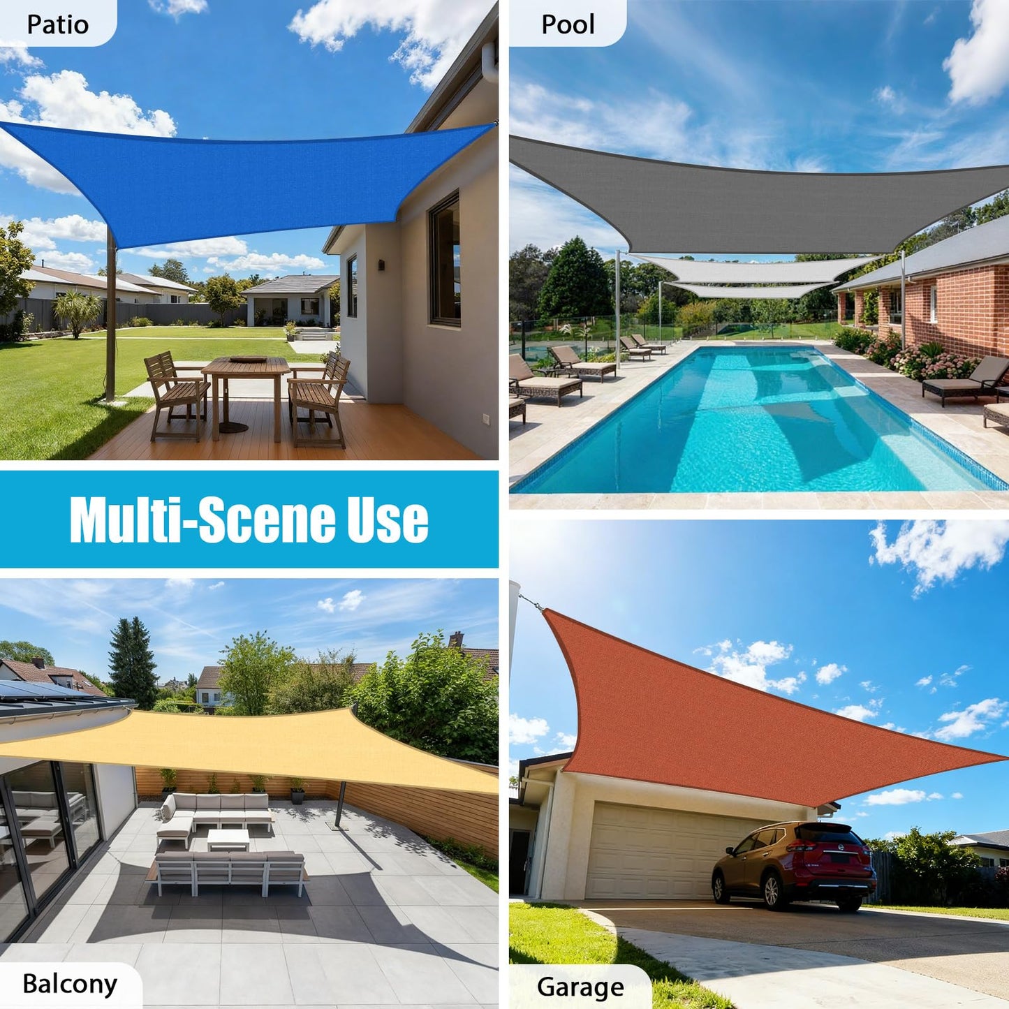 Amagenix Shade Sail 10'X20' Rectangle Sand UV Block Breathable Sun Shade Canopy for Outdoor Patio Garden Deck Backyard, Customizable