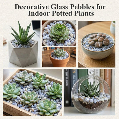 JOHOUSE Decorative Crystal Pebbles, 1 Lb(0.35"–0.8") Natural Quartz Stones Aquarium Gravel Sea Glass Rock Sand for Fish Turtle Tank Air Plants Decoration