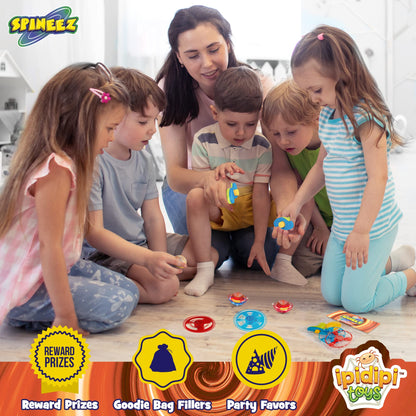 IPIDIPI TOYS Spineez Light Up Flying Saucer Spinning Tops – 12-Pack UFO Spinner Toys - Spinning Tops for Kids - Birthday Party Favors, Goodie Bag Stuffers, Classroom Prizes for Boys & Girls – Orange