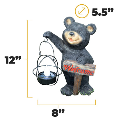 VP Home | Welcome Sign Bear Solar Powered LED - Garden Statue Decor - Outdoor Bear Figurines - Garden Light - Front Yard Decor - Funny Figurine Decor for Outside House, Patio, Yard, and Lawn