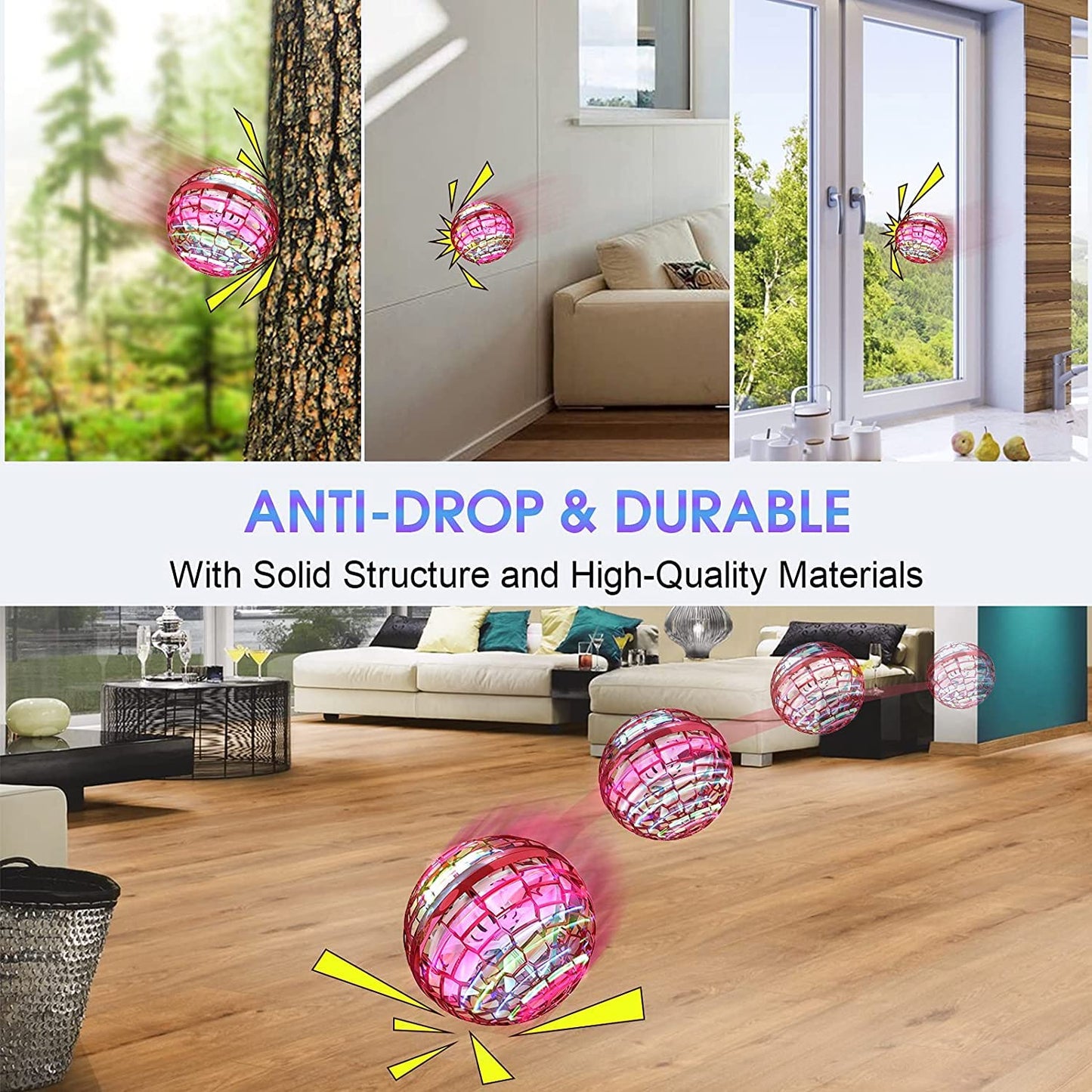 ATHLERIA Pro Hand Operated Drone with Magic Controller for Kids Adults - Hand Controlled Helicopter Flying Ball with 360° Rotating and RGB Lights - Mini Drone Interactive Toys Indoor Outdoor
