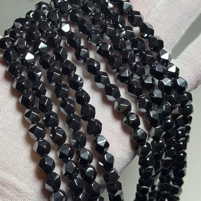 MJDCB Best Sellers Natural Stone Beads Faceted Polygon Hematite Energy Stone Healing Power for Jewelry Making(8mm)