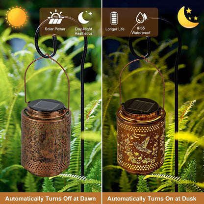 Adebime Hummingbird Solar Lanterns, Birthday Gifts for Women Mom Grandma, Outdoor Waterproof Hanging Garden Decor for Patio, Yard