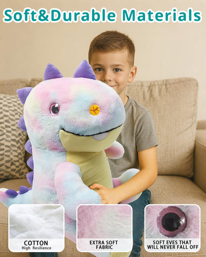 Dinosaur Large Stuffed Animals, 23" Cozy Soft Hug Doll, 3.7lbs Weighted Stuffed Animals, Giant Plush Toy, Soft Kawaii Plushie Gifts for Adults, Kids Boy/Girl Birthday, Christmas & Holidays(Pink)