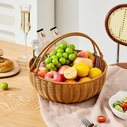Berdeng Fruit Bowl for Kitchen Counter, Large Fruit Basket with Handle, Suitable for Storing Fruits, Vegetables, Bread, Candys and Snacks