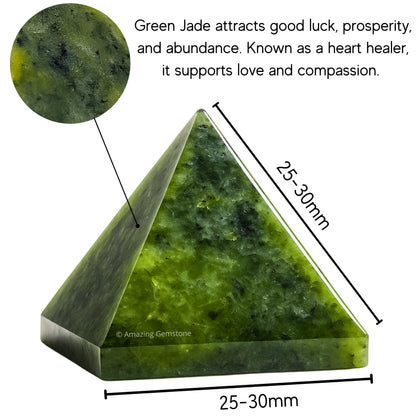 Amazing Gemstone Green Jade Pyramid Crystal Healing Stones - 1" Great Pyramid Figurine of Natural Stone Pyramid for Meditation, Reiki, Chakra Balancing and Crystal Pyramids Grid