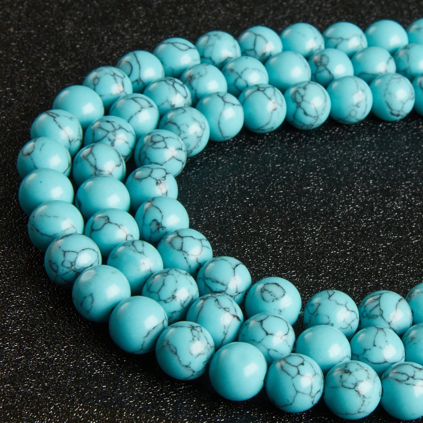 45pcs 8mm Natural Blue Turquoise Beads Gemstone Beads Round Loose Beads for Jewelry Making