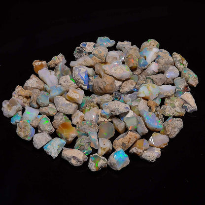 GEMKORA 100 cts Ethiopian Opal Raw, Fire Play Opal, Opal Supply, Jewelry Making Stones, DIY Crystals, Chakra Opal, Healing Opals, Birthstone, Good Luck Gemstones, Opal Rough