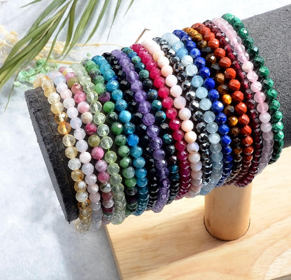 MASSIVE BEADS Natural Genuine Gemstone Beads Healing Crystal Chakra Reiki Jewelry Faceted Round Beads Bracelets (Yellow Tiger's Eye, 3mm)