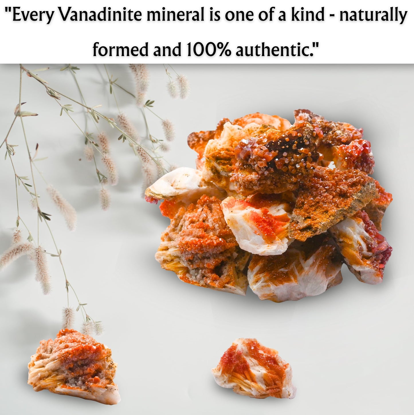 Amazing Gemstone Vanadinite Crystals and Healing Stones Mineral Specimen - Semi Precious Gem Stones - Healing Crystals Geode Clusters for Meditation, Chakra Balance, and Energy (S)