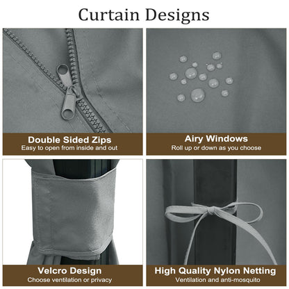 Bstge 10'x12' Gazebo Curtains Outdoor Waterproof, 4-Panels Sidewalls with Zipper, Universal Replacement for Patio Privacy Screen(Only Curtains)