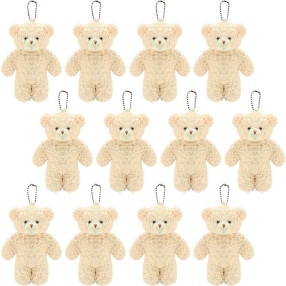 WEGUTATS 12 Pack Brown Mini Teddy Bears 4.7 inch Tiny Soft Stuffed Teddy Bear Small Plush Bears Bulk for Birthday Party Decor Favors Bag Keychain