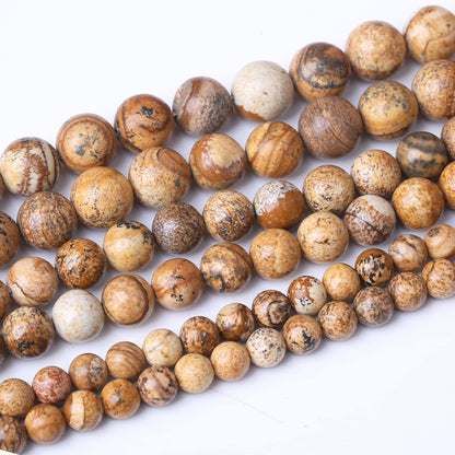10MM Pictures Jaspers Round Loose Beads Natural Gem Beads Crystal Energy Stone Beads for Jewelry Making DIY Bracelet Necklace