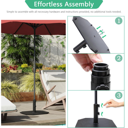 Helios&Hestia 40lbs Square Heavy Duty Outdoor Patio Umbrella Base, Steel Plate Stand Weight with 4 Non-Slip Pads, Fits 7 to 11ft Market Umbrellas, Black