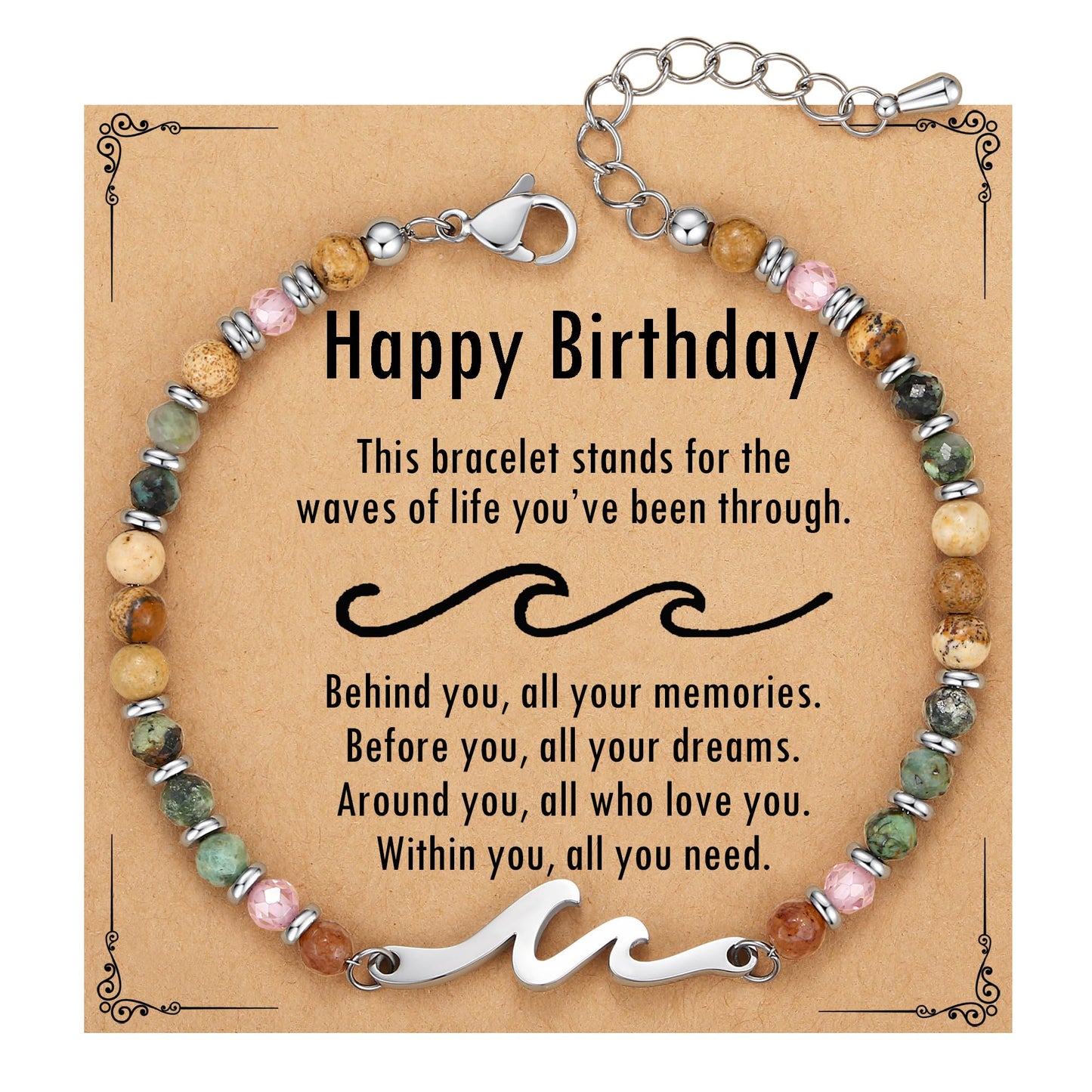 TONY & SANDY Birthday Gifts for Women, 30th 40th 50th 60th 70th 80th Birthday Gifts for Women Unique, Wave Bracelet, Happy Bday Presents for Her, Best Friend, Mom, Sister, Daughter, Wife
