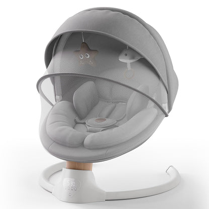 Baby Swings for Infants, FasonBaby Electric Baby Swing with Music Speaker, 5 Speeds, Remote Control and Bluetooth - Portable Infant Swing for Indoor and Outdoor (Gray)