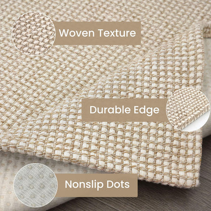 IOHOUZE Small Area Rug 2x3 Washable Woven Rugs for Entryway Non Slip Rubber Backed Front Door Rugs Indoor Doormat Throw Rug Floor Carpet for Entrance Kitchen, Beige/Khaki