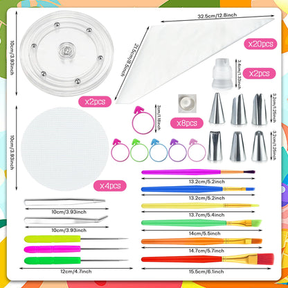 56 PCS Cookie Decorating Kit Supplies Including Acrylic Turntable Decoration Brushes Scribe Needle Piping Bags Icing Tips for Cookie Cupcake Cake Decorations