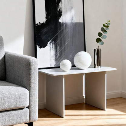 SIRIZEN-DIVING White Natural Marble Decorative Sphere Set, Heavy Solid Stone Balls for Home Decor, Bedroom, Entryway, Hotel, Dining Room Tabletop Display (12cm Diameter)