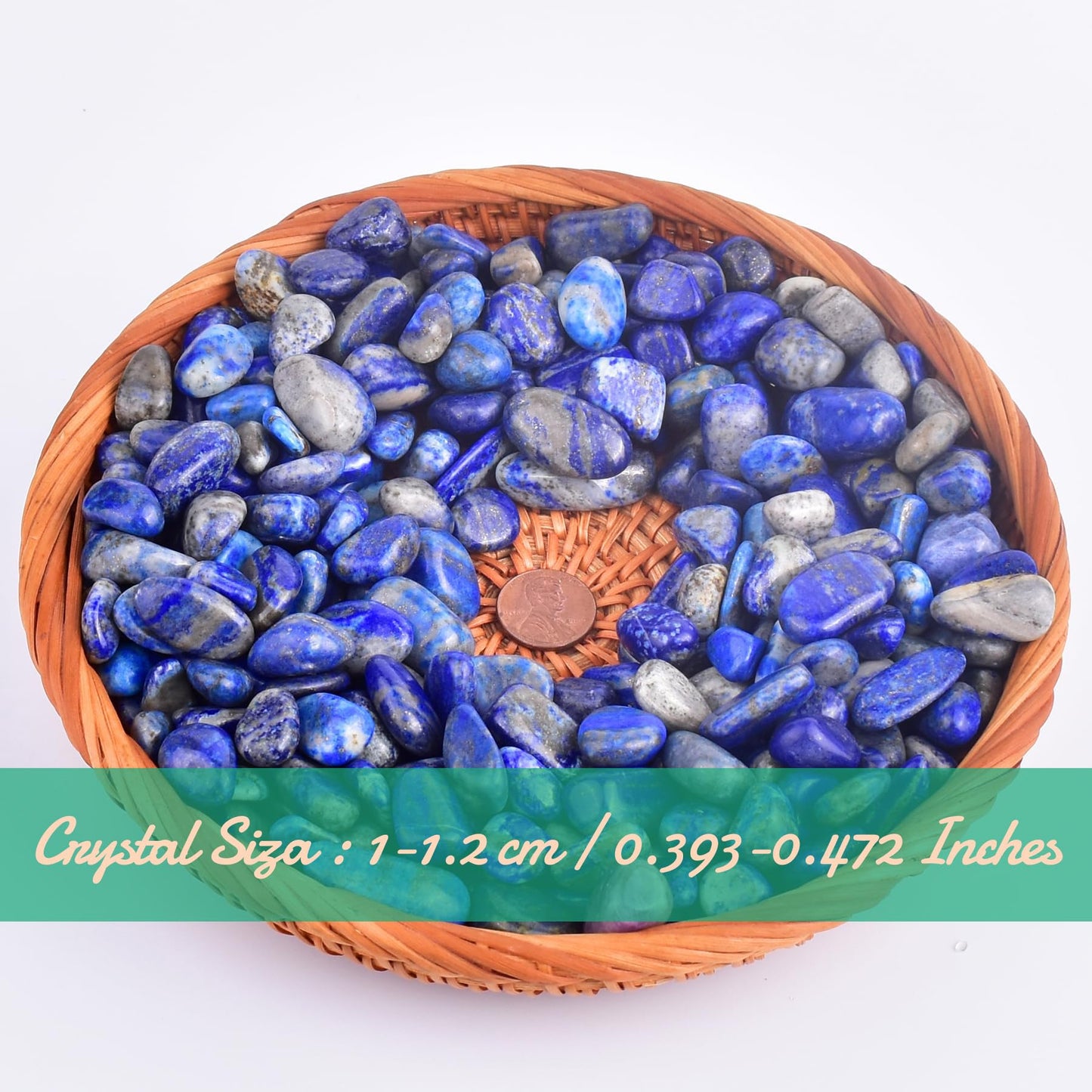 SigMntun Polished Lapis Lazuli Crystal Chips Set, 0.4", 128 Pcs - Handpicked Tumbled Stones and Crystals Bulk for Healing, Reiki, Meditation, Witchcraft and Home Decor