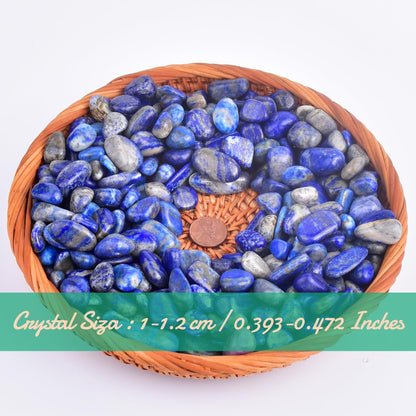 SigMntun Polished Lapis Lazuli Crystal Chips Set, 0.4", 128 Pcs - Handpicked Tumbled Stones and Crystals Bulk for Healing, Reiki, Meditation, Witchcraft and Home Decor