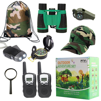 Nature Exploration Gear - Outdoor Adventure Kit with Walkie Talkies for Kids - Camping, Hiking, Backyard Toys - Creative Play Set for Boys and Girls